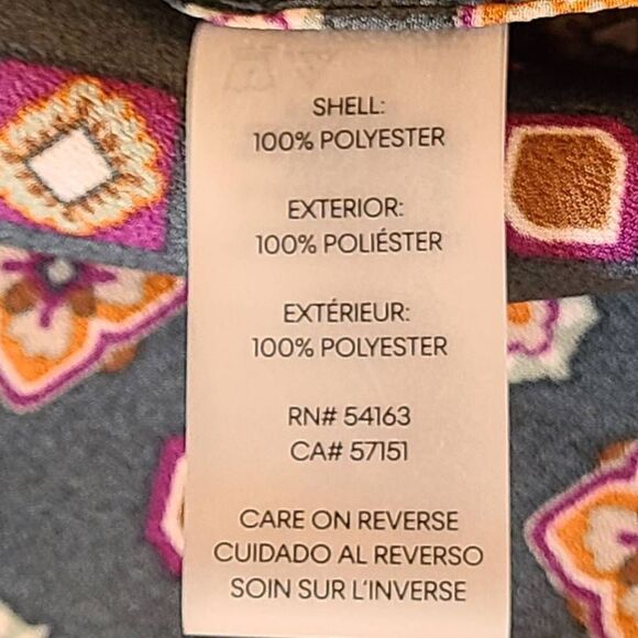 Calvin Klein Womens Tunic Blouse Button Front Long Sleeve Geometric Print Medium - Picture 6 of 12